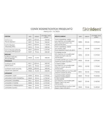 CENNÍK SkinIdent CENNÍK SkinIdent